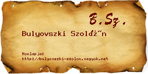Bulyovszki Szolón névjegykártya